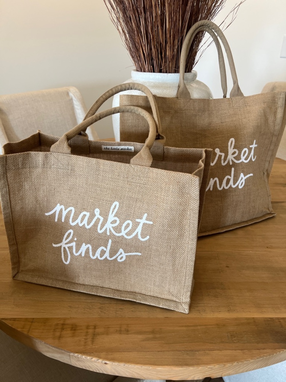 Set of 2 “Market Finds” bags for Sale. Sold as a set.